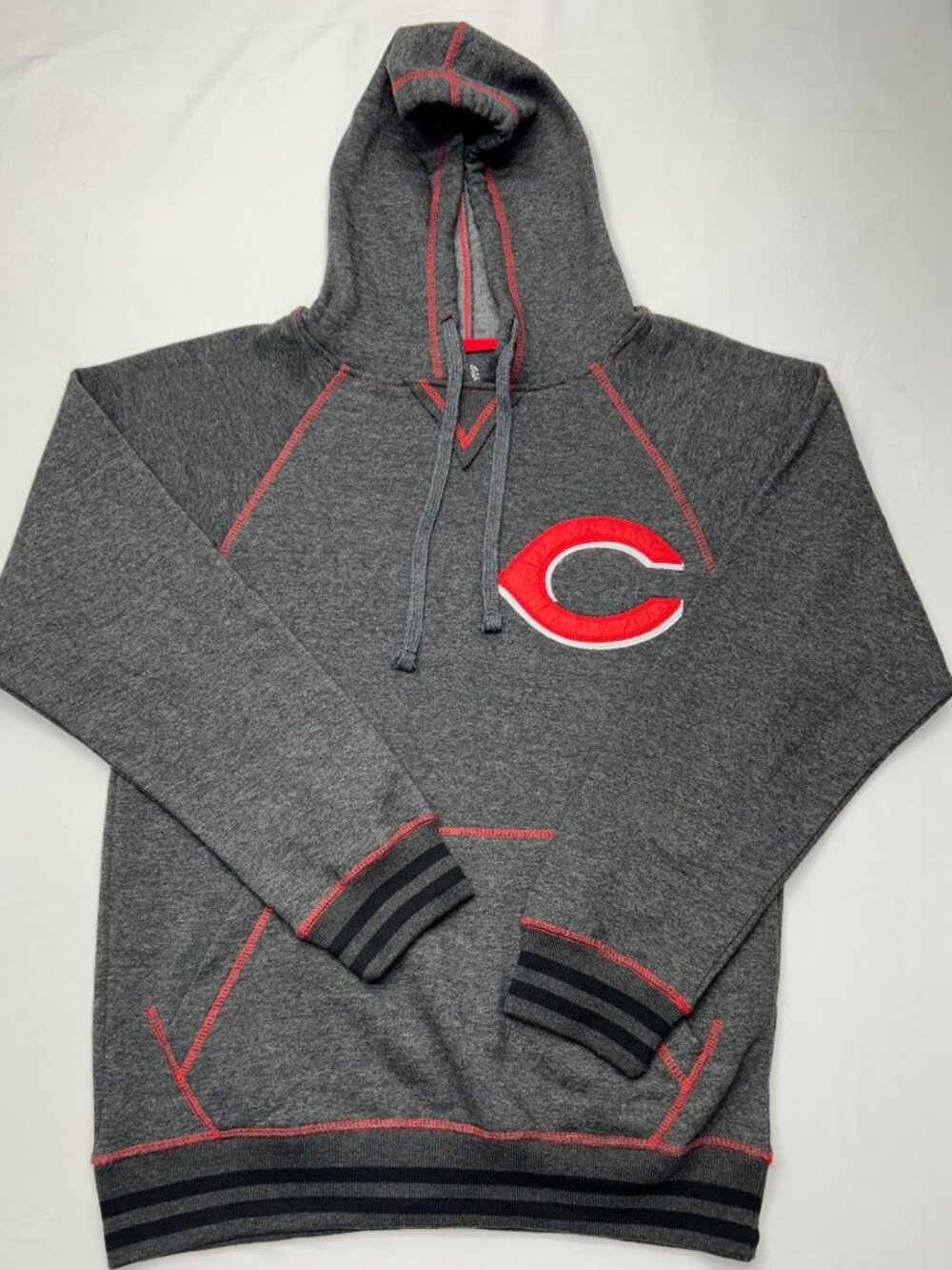 Cincinnati Reds Gray Pullover Hoodie With Logo By Stitches - Small - Cotton Blen